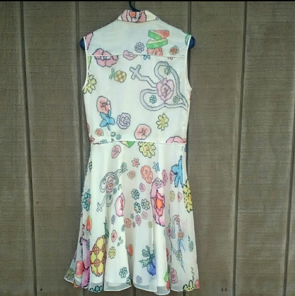 NWT! Ohlin/D Silk Pixelated Circle Skirt Dress - Picture 5 of 8